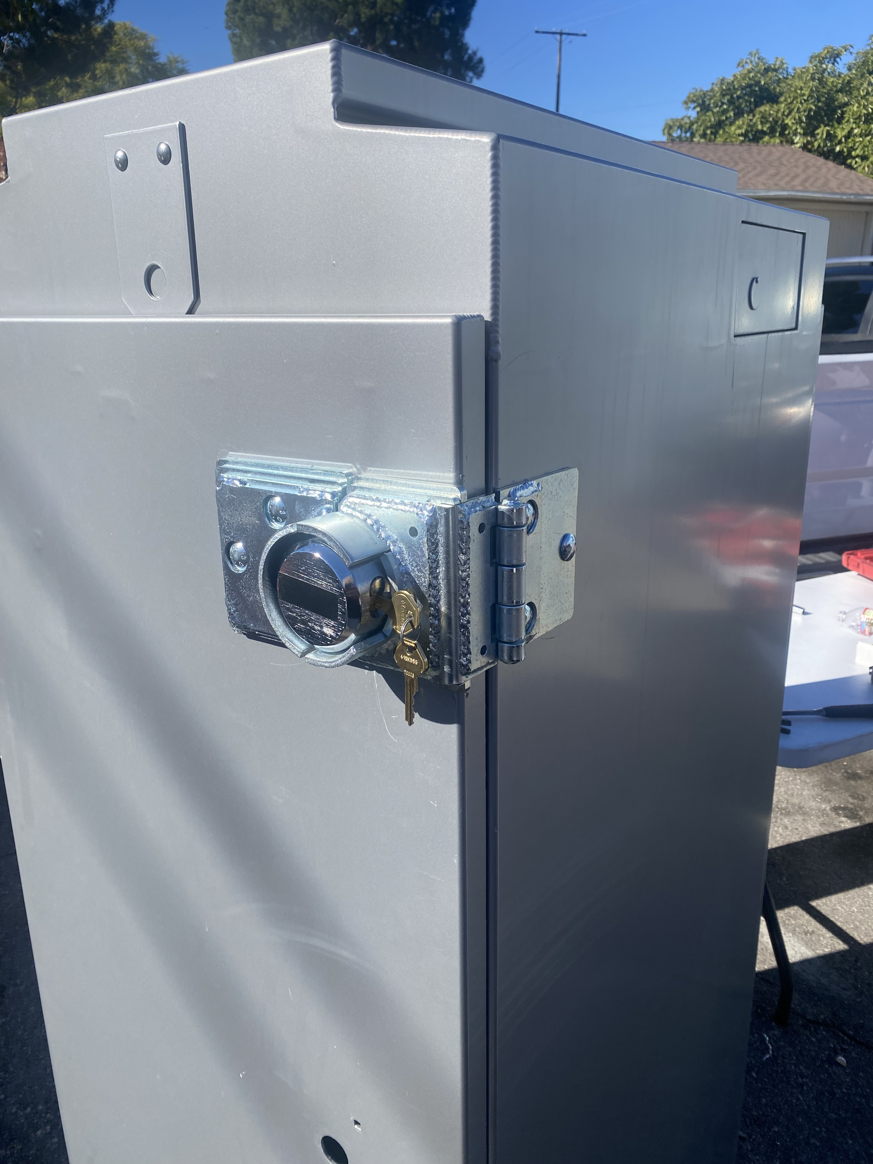 Corner Strap installed prototype on electrical box